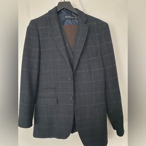 French Connection Navy Blue Windowpane Suit Jacket - Only Jacket Size 36